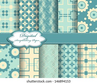 set of vector abstract flower paper for scrapbook