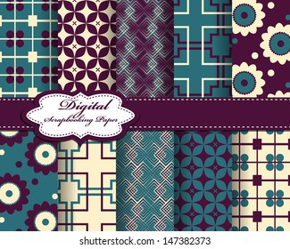 set of vector abstract flower paper for scrapbook
