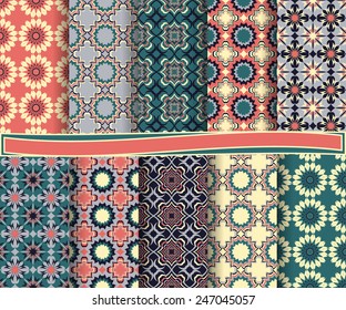 set of vector abstract flower paper for scrapbook 