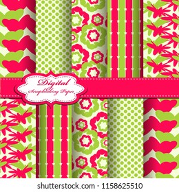 Set of vector abstract flower pattern paper for scrapbook. EPS10