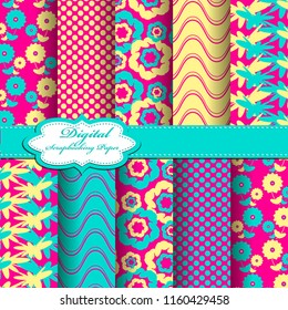 Set of vector abstract flower pattern paper for scrapbook. EPS10
