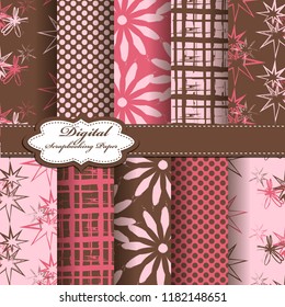 Set of vector abstract flower pattern paper for scrapbook. EPS10