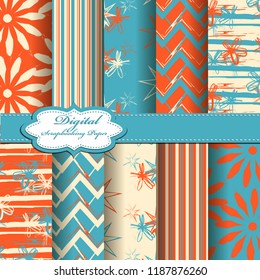 Set of vector abstract flower pattern paper for scrapbook. EPS10