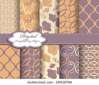 set of vector abstract flower pattern paper for scrapbook
