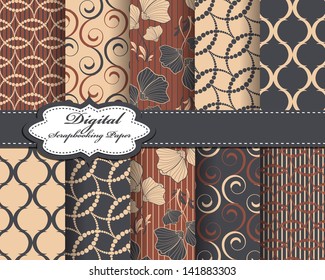set of vector abstract flower pattern paper for scrapbook
