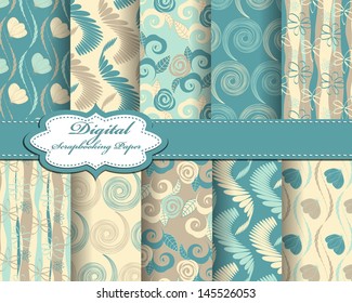 set of vector abstract flower pattern paper for scrapbook