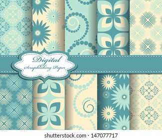 set of vector abstract flower pattern paper for scrapbook
