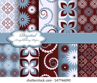 set of vector abstract flower pattern paper for scrapbook