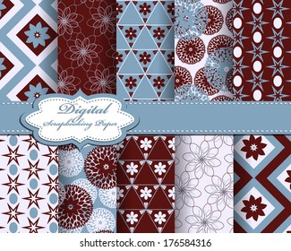 set of vector abstract flower pattern paper for scrapbook