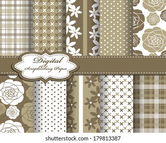 set of vector abstract flower pattern paper for scrapbook
