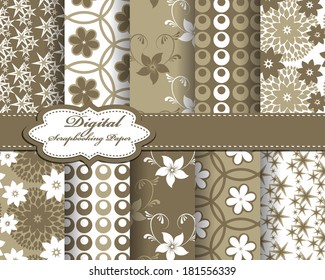 set of vector abstract flower pattern paper for scrapbook