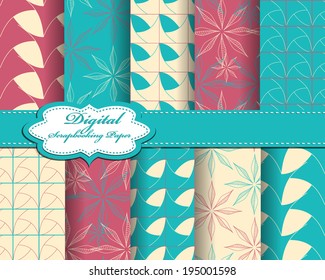 set of vector abstract flower pattern paper for scrapbook