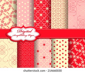 set of vector abstract flower pattern paper for scrapbook