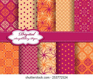 set of vector abstract flower pattern paper for scrapbook