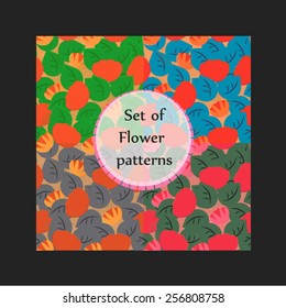 Set of vector abstract flower patterns in different colors