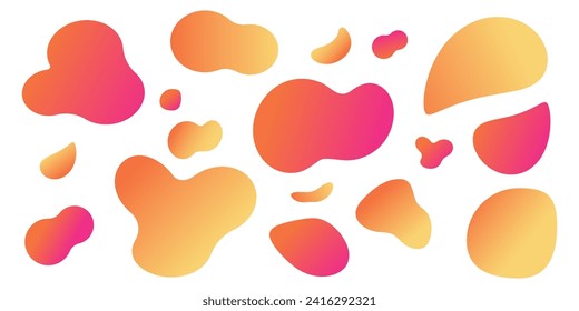 set of vector abstract fluid liquid shapes with gradient neon colors, offer, speech bubble