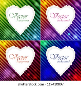 Set of vector abstract frames in the form of hearts for St. Valentine's Day or wedding