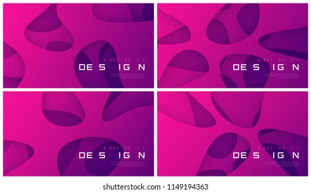 Set of vector abstract futuristic gradient backgrounds, organic minimalist designs. Global swatches.
