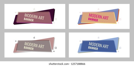 Set of Vector abstract geometric design banner web template.