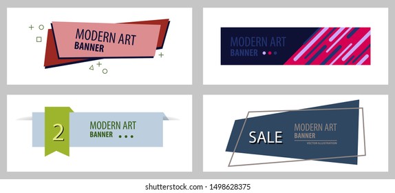 Set of Vector abstract geometric design banner web template.