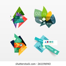 Set of vector abstract geometric layouts, web or app design banners, paper infographic banners