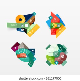 Set of vector abstract geometric layouts, web or app design banners, paper infographic banners