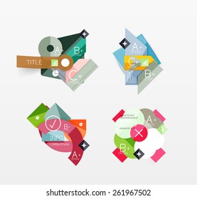 Set of vector abstract geometric layouts, web or app design banners, paper infographic banners 