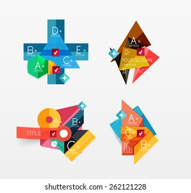 Set of vector abstract geometric layouts, web or app design banners, paper infographic banners