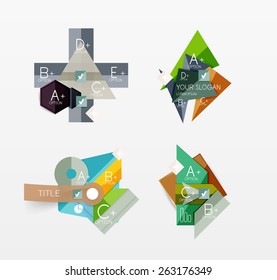 Set of vector abstract geometric layouts, web or app design banners, paper infographic banners