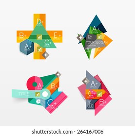 Conjunto de diseños geométricos abstractos vectoriales, banners de diseño web o de aplicación, banners de infografía de papel