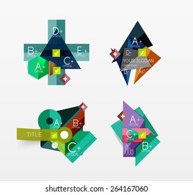 Set of vector abstract geometric layouts, web or app design banners, paper infographic banners