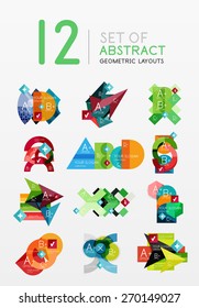 Conjunto de diseños geométricos abstractos vectoriales, banners de diseño web o de aplicación, banners de infografía de papel