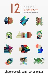 Conjunto de diseños geométricos abstractos vectoriales, banners de diseño web o de aplicación, banners de infografía de papel