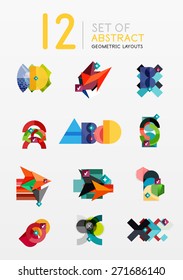 Conjunto de diseños geométricos abstractos vectoriales, banners de diseño web o de aplicación, banners de infografía de papel