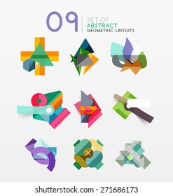Conjunto de diseños geométricos abstractos vectoriales, banners de diseño web o de aplicación, banners de infografía de papel