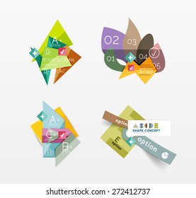 Set of vector abstract geometric layouts, web or app design banners, paper infographic banners