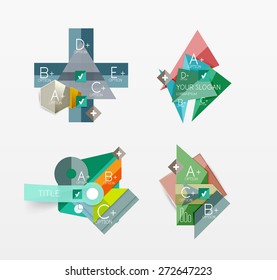 Set of vector abstract geometric layouts, web or app design banners, paper infographic banners