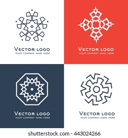 Set of vector abstract geometric logo in celtic or arabic style. Sacred geometry icon. Brand identity