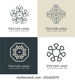 Set of vector abstract geometric logo. Sacred geometry icon. Identity design.
