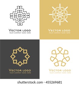 Set of vector abstract geometric logo. Sacred geometry icon. Identity design.