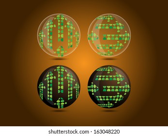 Set of vector abstract globe with arrows