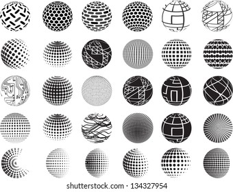 Set of vector abstract globes