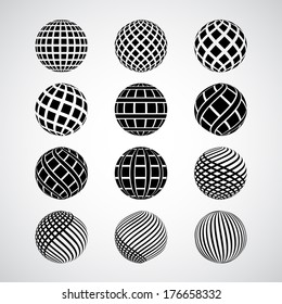 Set of vector abstract globes