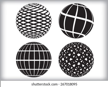 Set of vector abstract globes