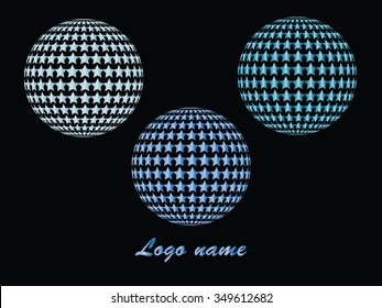 Set of vector abstract globes on a black background