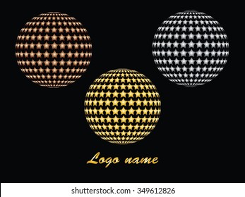 Set of vector abstract globes on a black background