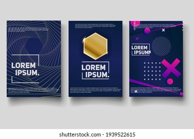 Set of vector abstract gradient illustrations, backgrounds for the cover of magazines about dreams, future, design and space, fancy, crazy posters