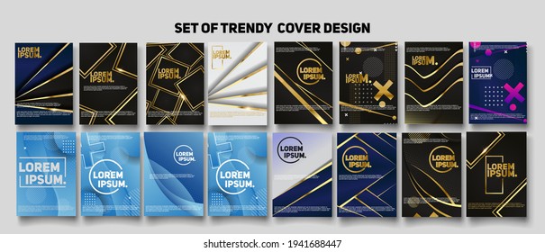 Set of vector abstract gradient illustrations, backgrounds for the cover of magazines about dreams, future, design and space, fancy, luxury posters