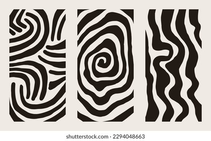 Conjunto de texturas abstractas extraídas a mano vectoriales: líneas, espiral, olas. El diseño de la decoración