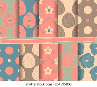 set of  vector abstract Happy Easter paper for scrapbook